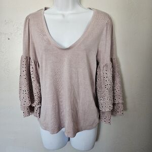American Eagle Soft & Sexy T Women's Small Dusty Purple Statement Sleeve Blouse